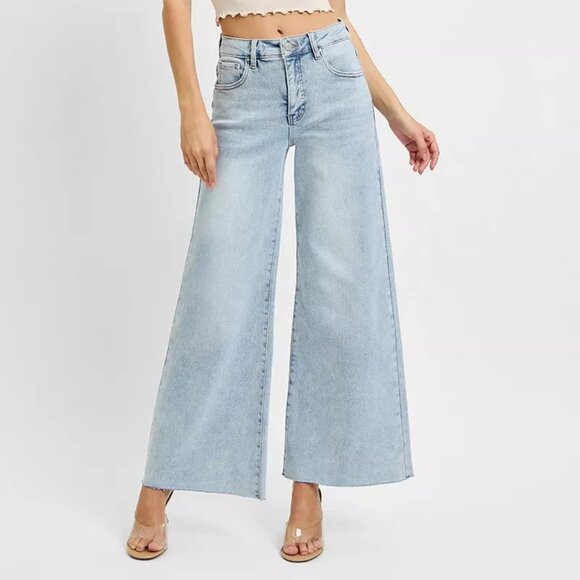 RISEN Full Size High Rise Ankle Wide Palazzo Jeans Plus Size - Picture 1 of 7
